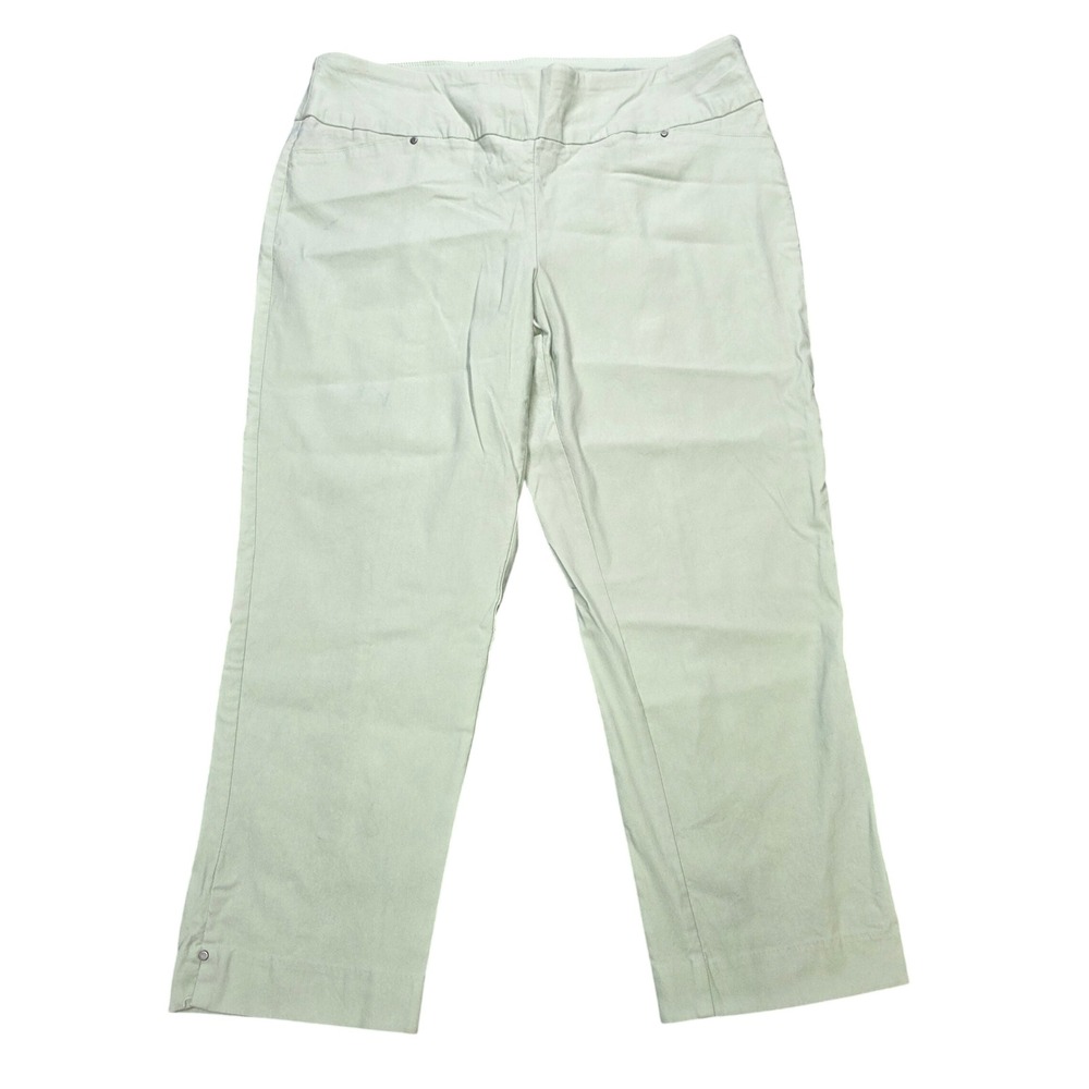 Cato Est. 1946 Crop Pull On Pants Women's Size 12 Sage Green Rayon Blend Stretch